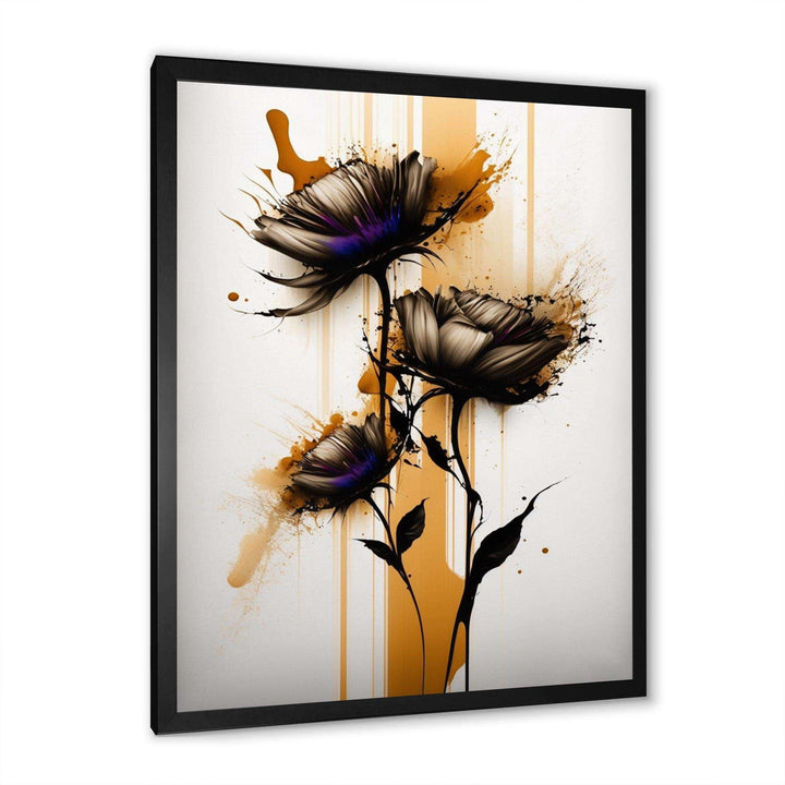 Orange Daisy Flower On Abstract Fusion II - Traditional Living Room Wall Decor