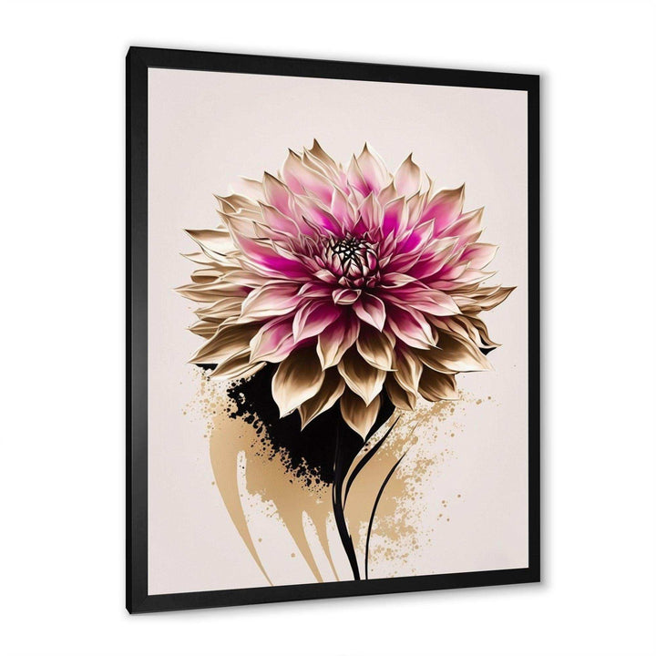 Pink Dahli Flower On Abstract Fusion  - Traditional Bedroom Wall Art