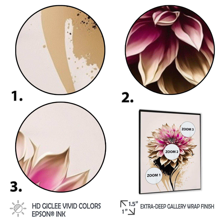 Pink Dahli Flower On Abstract Fusion  - Traditional Bedroom Wall Art