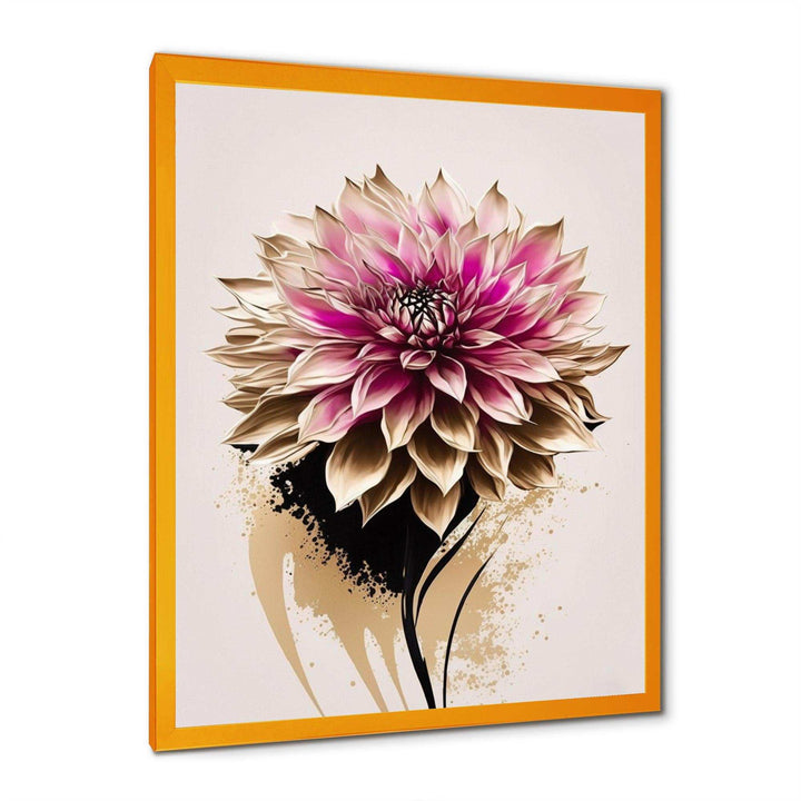 Pink Dahli Flower On Abstract Fusion  - Traditional Bedroom Wall Art