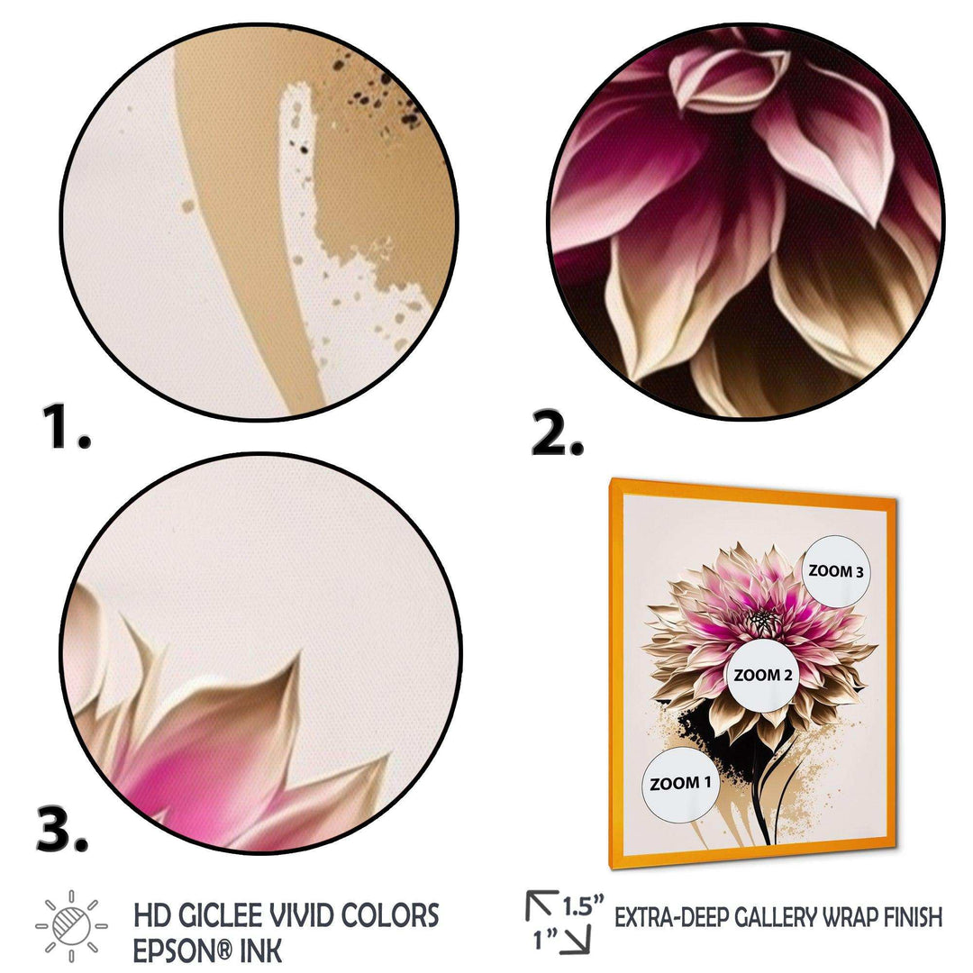 Pink Dahli Flower On Abstract Fusion  - Traditional Bedroom Wall Art