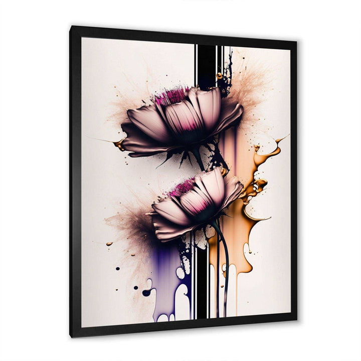 Pink Daisy Flower On Abstract Fusion I - Traditional Wall Art Prints