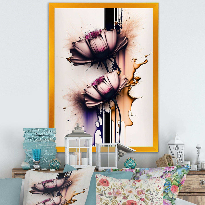 Pink Daisy Flower On Abstract Fusion I - Traditional Wall Art Prints