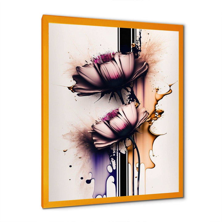 Pink Daisy Flower On Abstract Fusion I - Traditional Wall Art Prints
