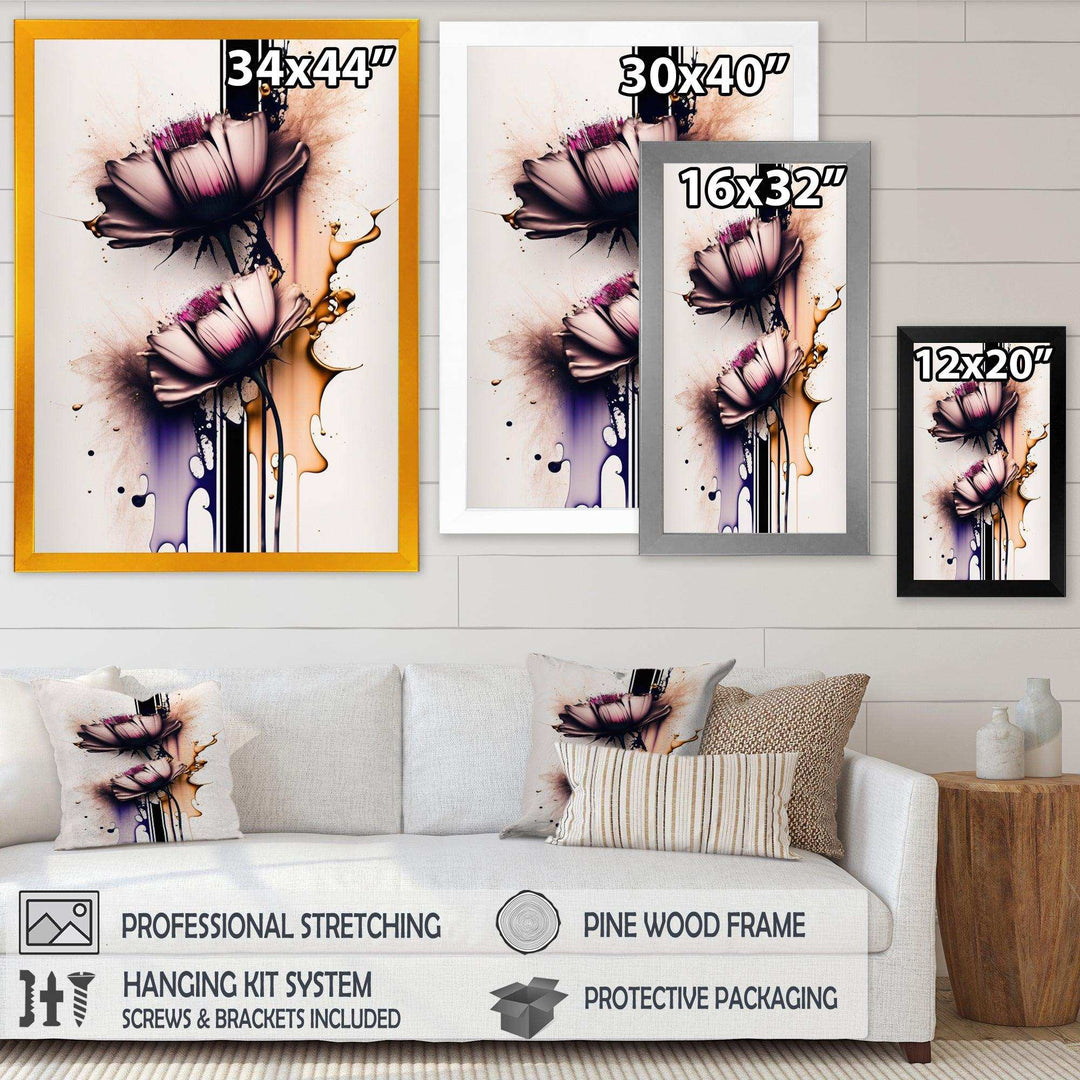 Pink Daisy Flower On Abstract Fusion I - Traditional Wall Art Prints