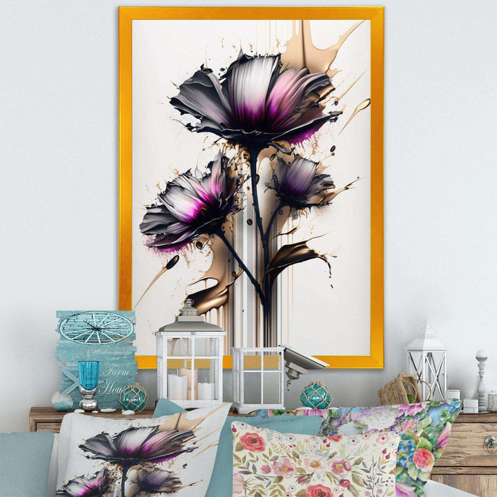 Pink Daisy Flower On Abstract Fusion III - Traditional Canvas Wall Art