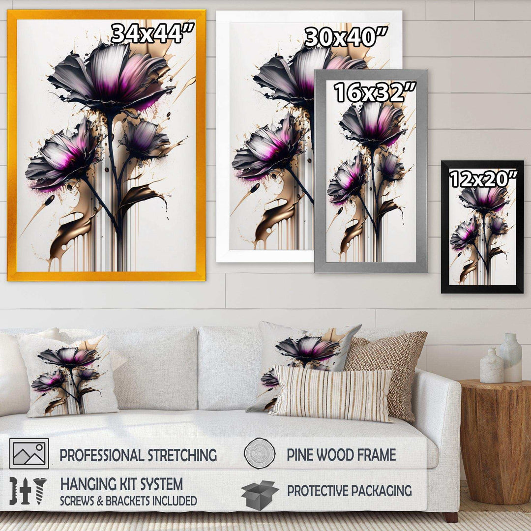 Pink Daisy Flower On Abstract Fusion III - Traditional Canvas Wall Art