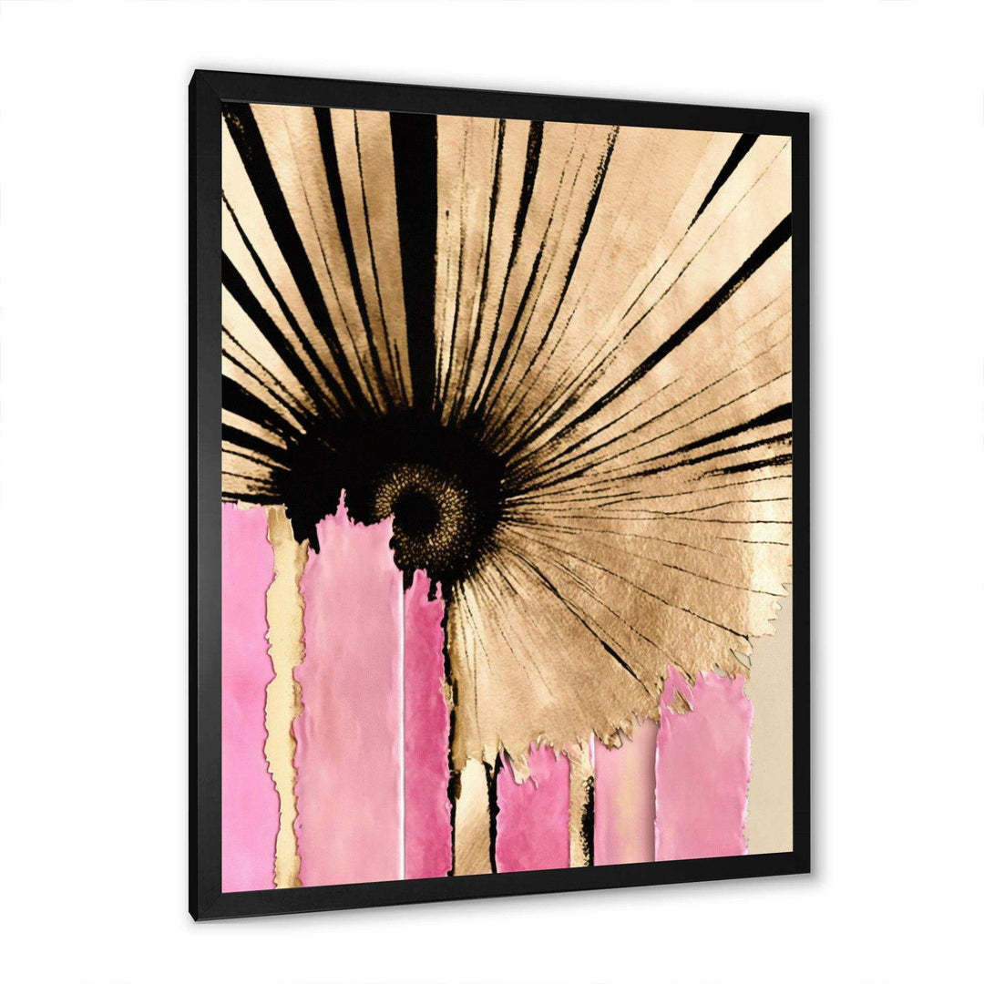 Pink Gerbera Flower On Abstract Fusion I - Traditional Living Room Wall Decor