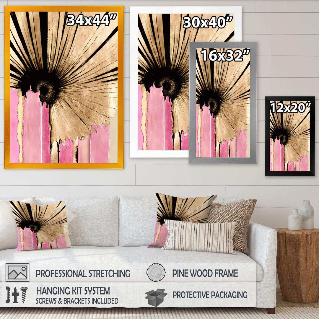 Pink Gerbera Flower On Abstract Fusion I - Traditional Living Room Wall Decor
