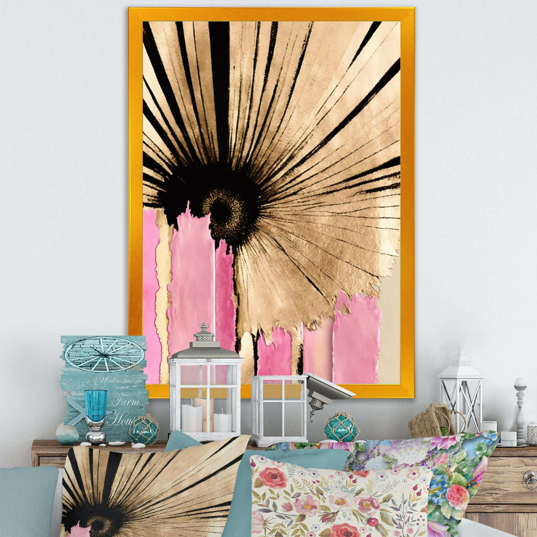Pink Gerbera Flower On Abstract Fusion I - Traditional Living Room Wall Decor