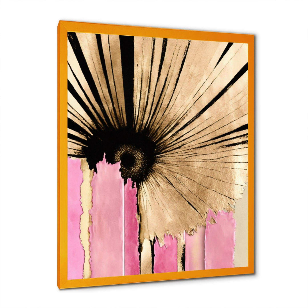Pink Gerbera Flower On Abstract Fusion I - Traditional Living Room Wall Decor