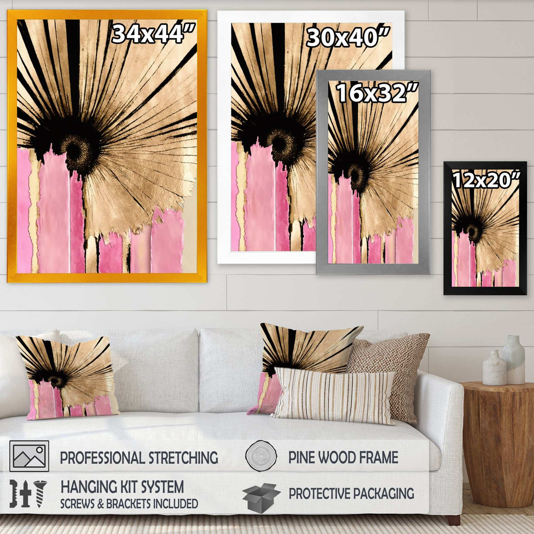 Pink Gerbera Flower On Abstract Fusion I - Traditional Living Room Wall Decor