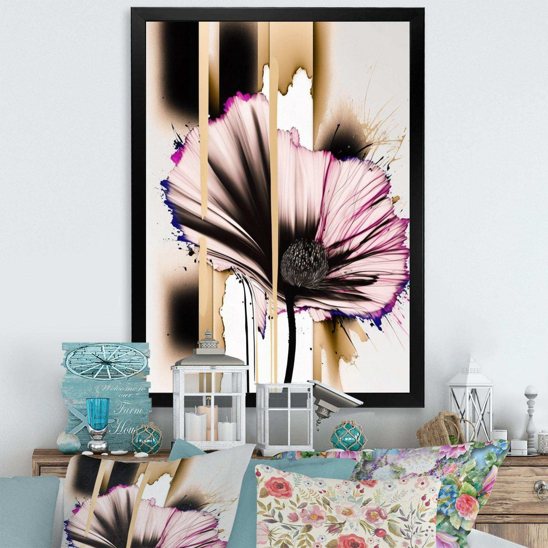 Pink Gerbera Flower On Abstract Fusion II - Traditional Bedroom Wall Art