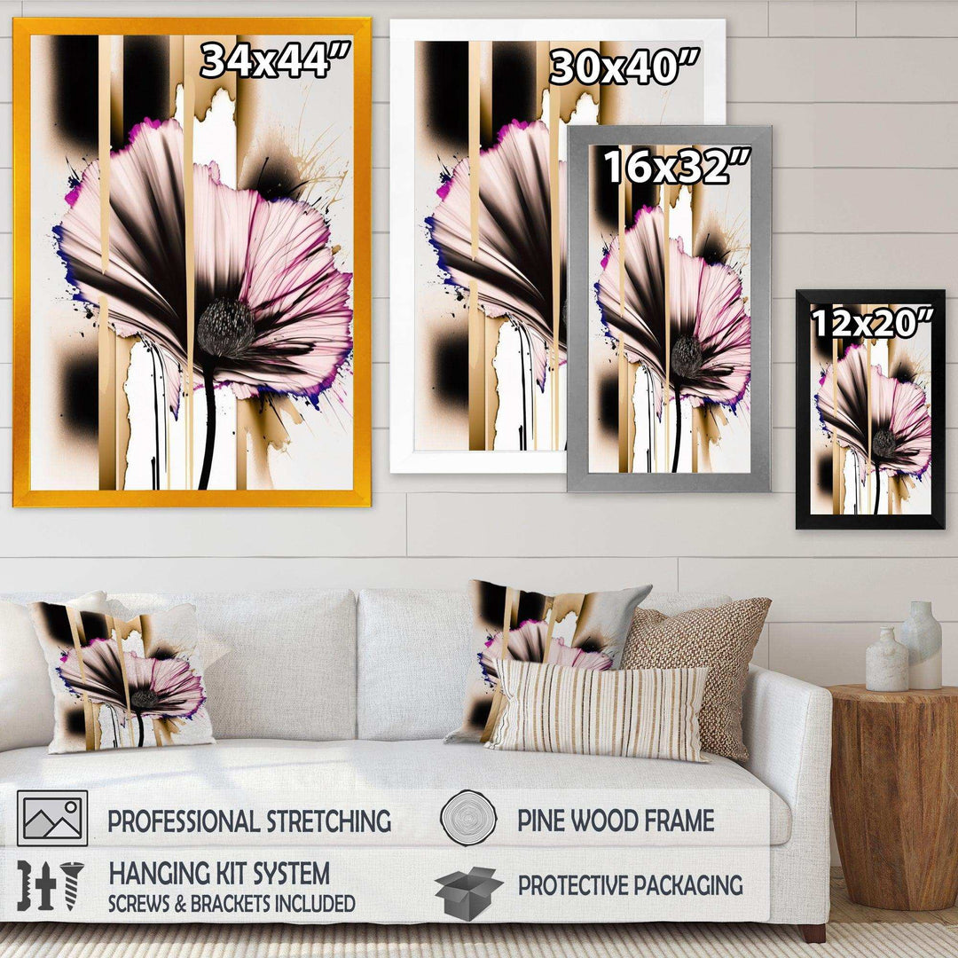 Pink Gerbera Flower On Abstract Fusion II - Traditional Bedroom Wall Art