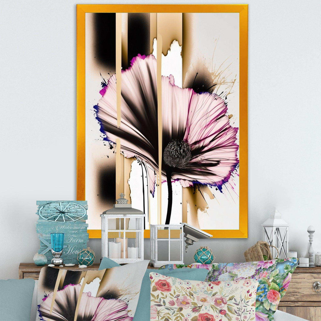 Pink Gerbera Flower On Abstract Fusion II - Traditional Bedroom Wall Art