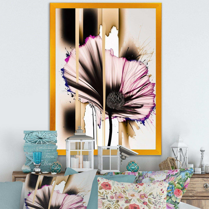 Pink Gerbera Flower On Abstract Fusion II - Traditional Bedroom Wall Art