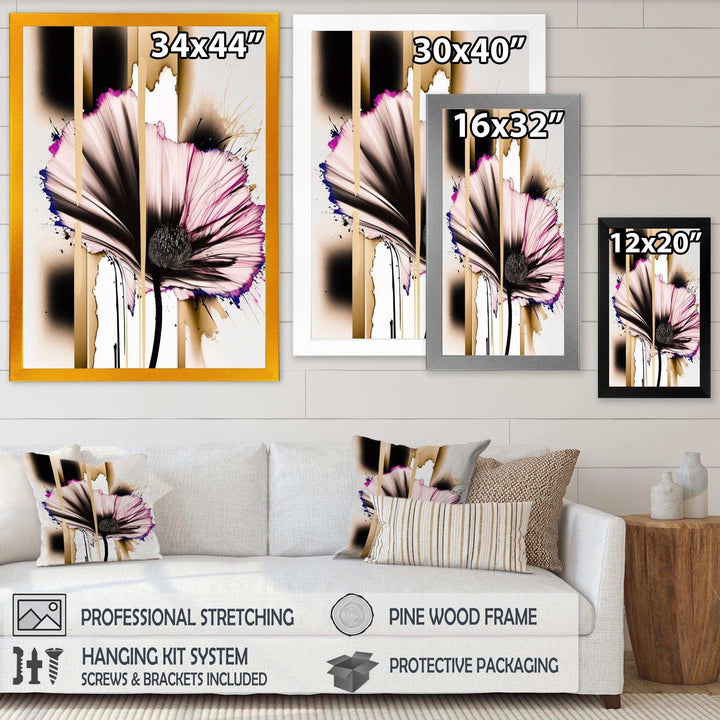Pink Gerbera Flower On Abstract Fusion II - Traditional Bedroom Wall Art