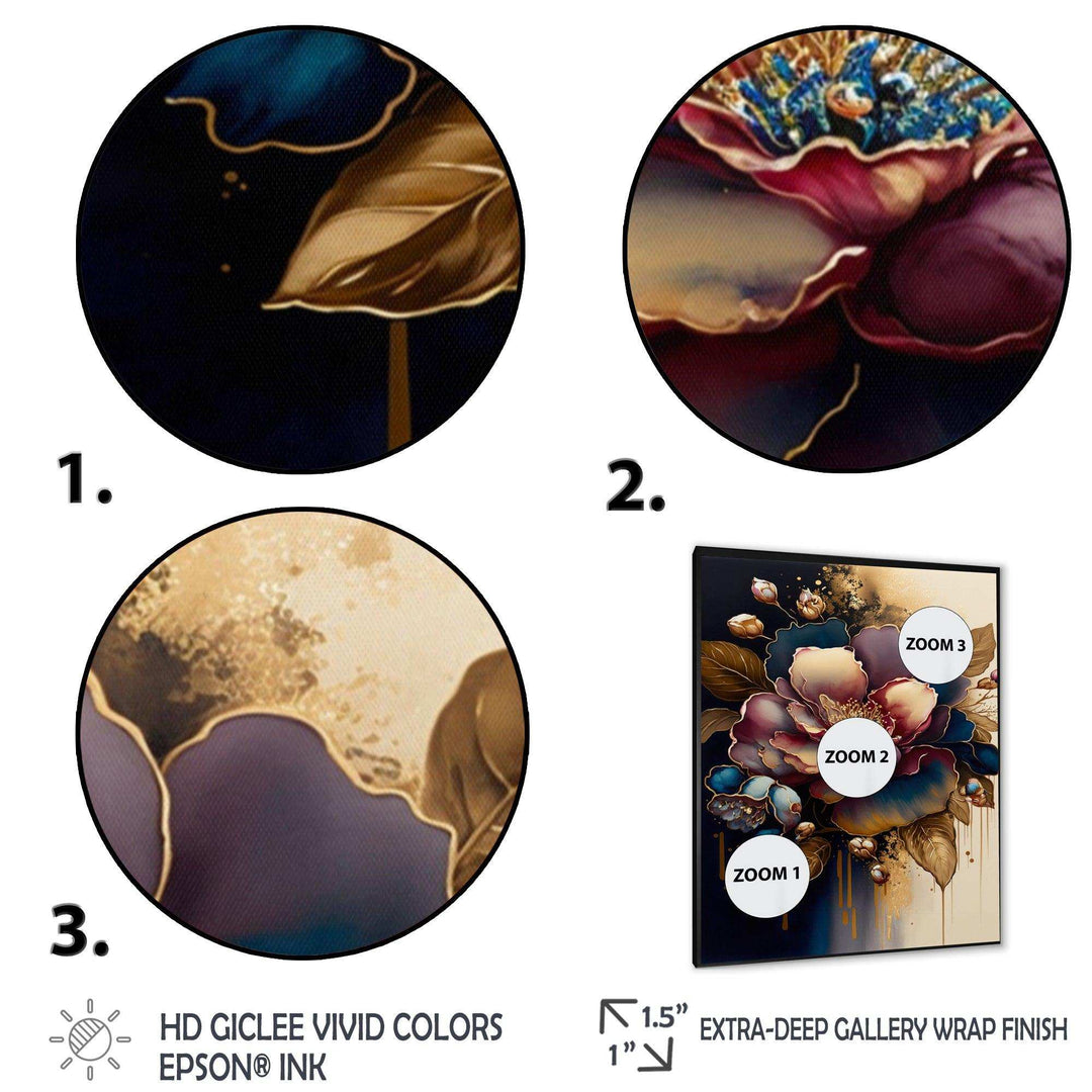 Red And Gold Camellia Floral Design I