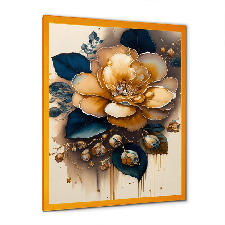 Yellow And Dark Blue Camellia Flower I