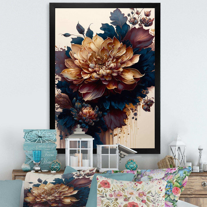 Burgundy And Blue Dahlia Bunch II