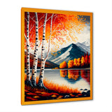 Red And Orange Birch Trees By The Lake VI