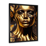 Woman With Black And Gold Butterflies I