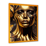 Woman With Black And Gold Butterflies I