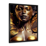 Woman With Black And Gold Butterflies III