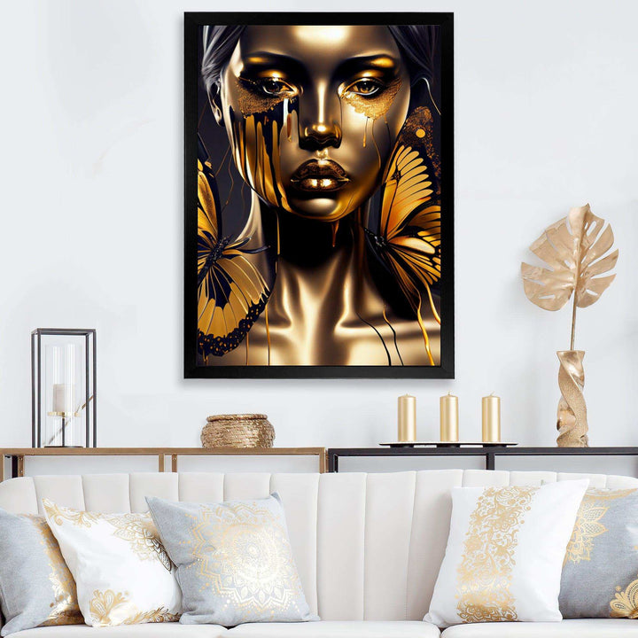 Attractive Woman With Gold Butterflies I
