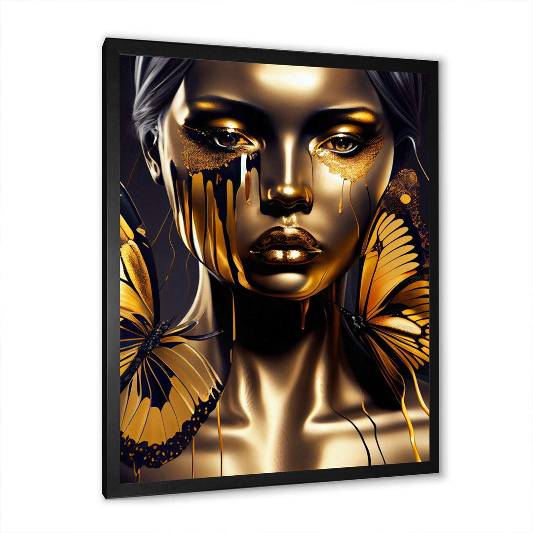 Attractive Woman With Gold Butterflies I