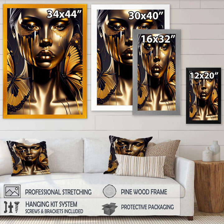 Attractive Woman With Gold Butterflies I