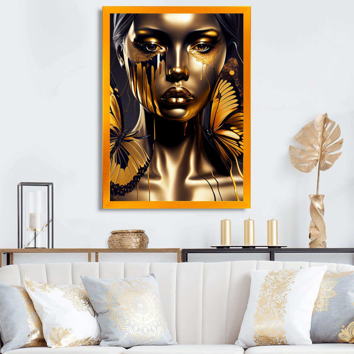 Attractive Woman With Gold Butterflies I