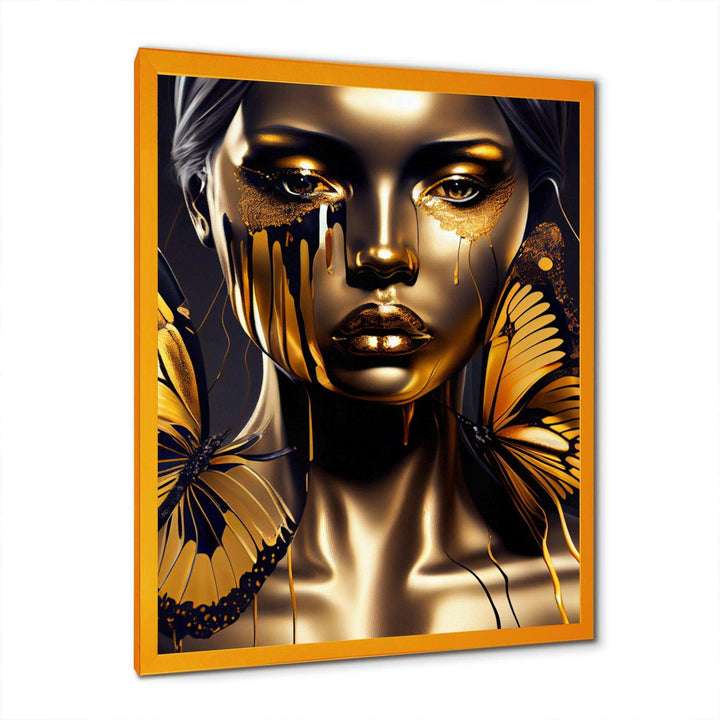 Attractive Woman With Gold Butterflies I