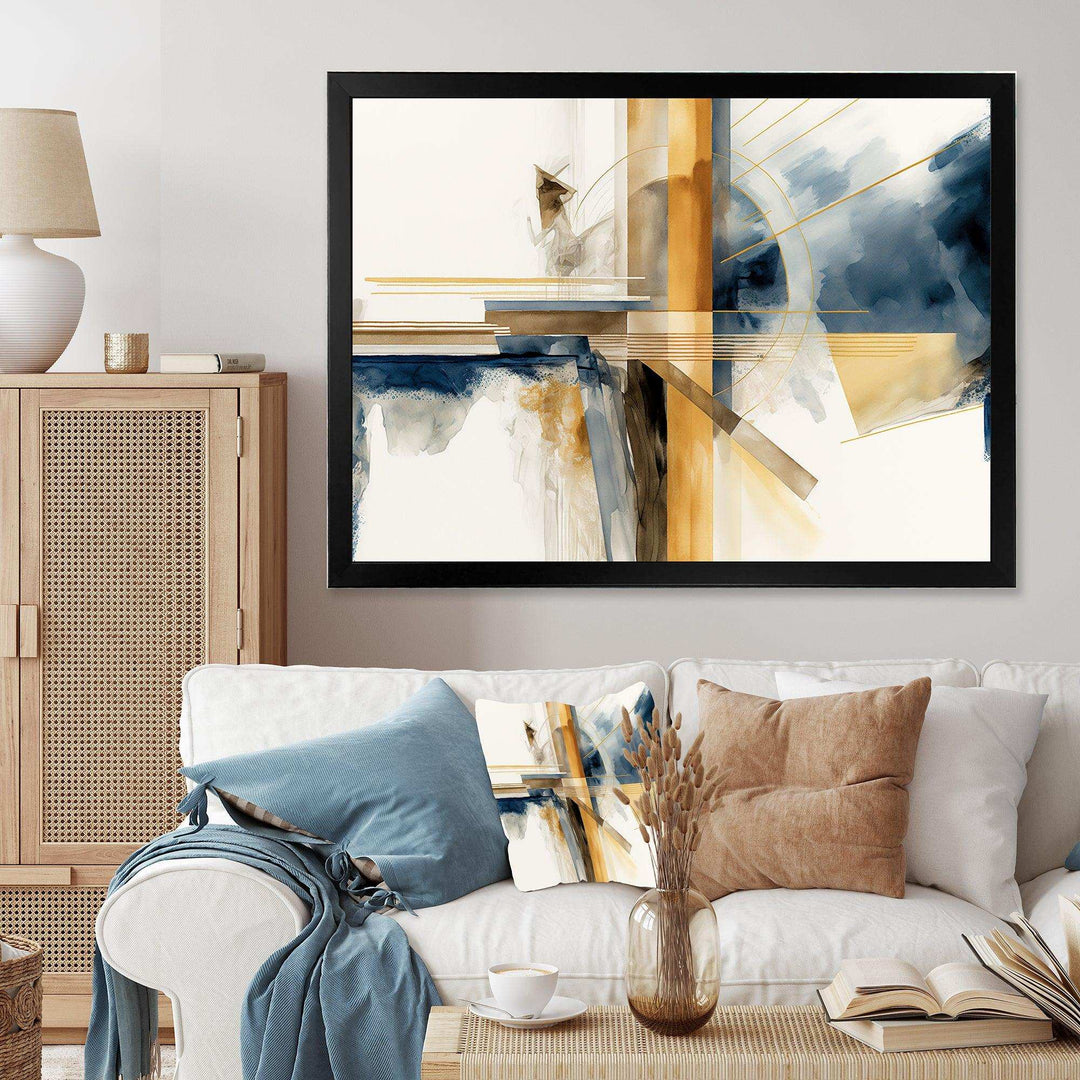 Modern Blue And Gold Abstract IV - Modern Bedroom Wall Art