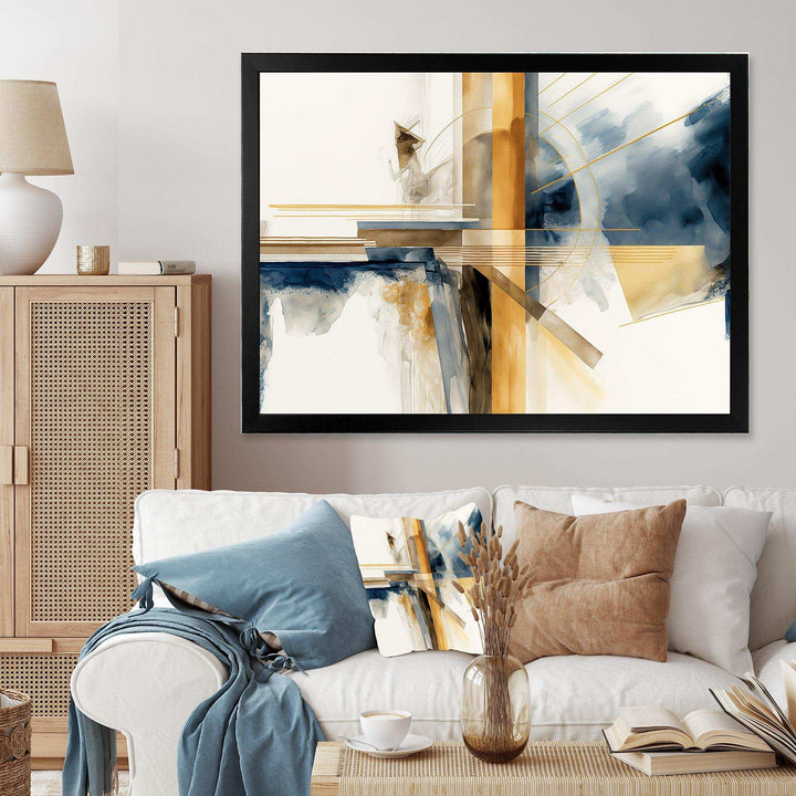 Modern Blue And Gold Abstract IV - Modern Bedroom Wall Art
