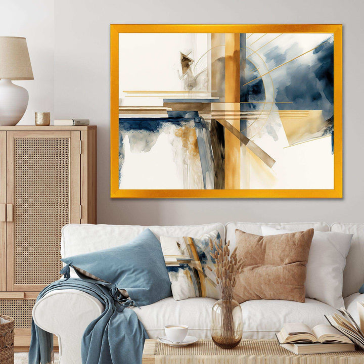 Modern Blue And Gold Abstract IV - Modern Bedroom Wall Art