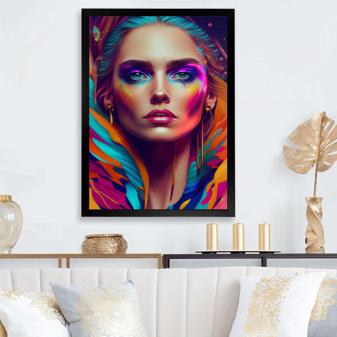 Dynamic Feather Woman Portrait II