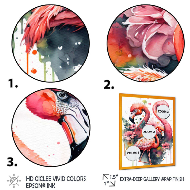 Cute Flamingos Floral Art I