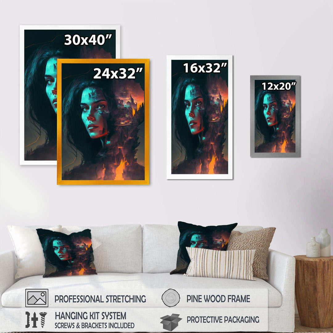 Double Exposure Woman Portrait Sci-Fi IV