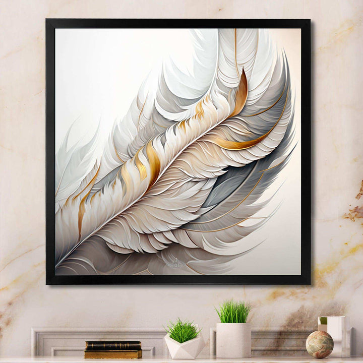 White Watercolor Feather  - Modern Wall Art Prints