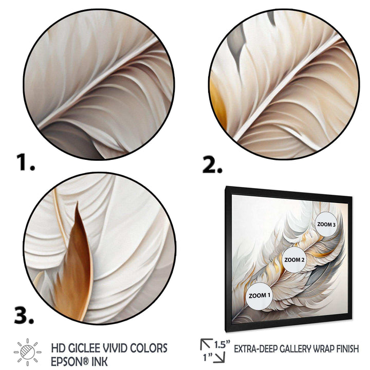 White Watercolor Feather  - Modern Wall Art Prints