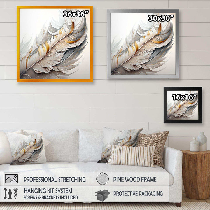 White Watercolor Feather  - Modern Wall Art Prints