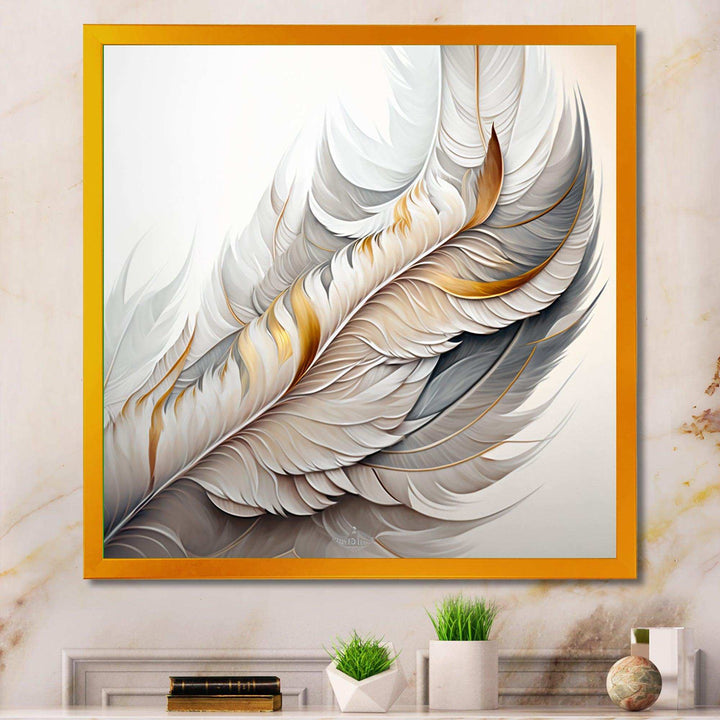 White Watercolor Feather  - Modern Wall Art Prints