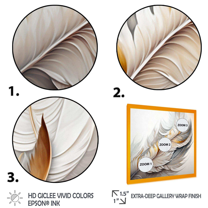 White Watercolor Feather  - Modern Wall Art Prints