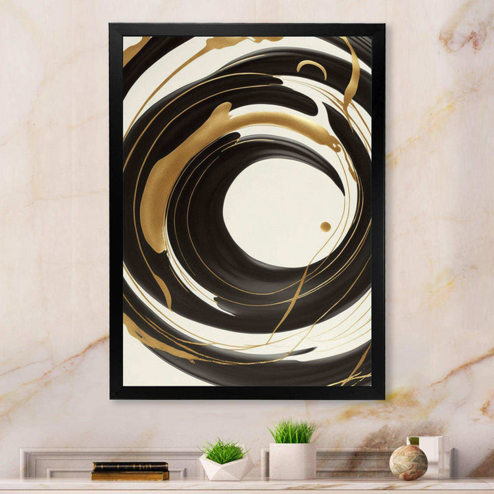 Black, Silver And Gold Blending Swirls V - Modern Canvas Wall Art