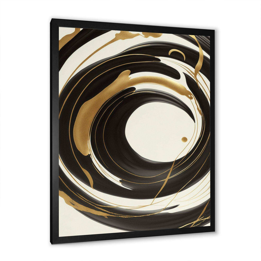 Black, Silver And Gold Blending Swirls V - Modern Canvas Wall Art