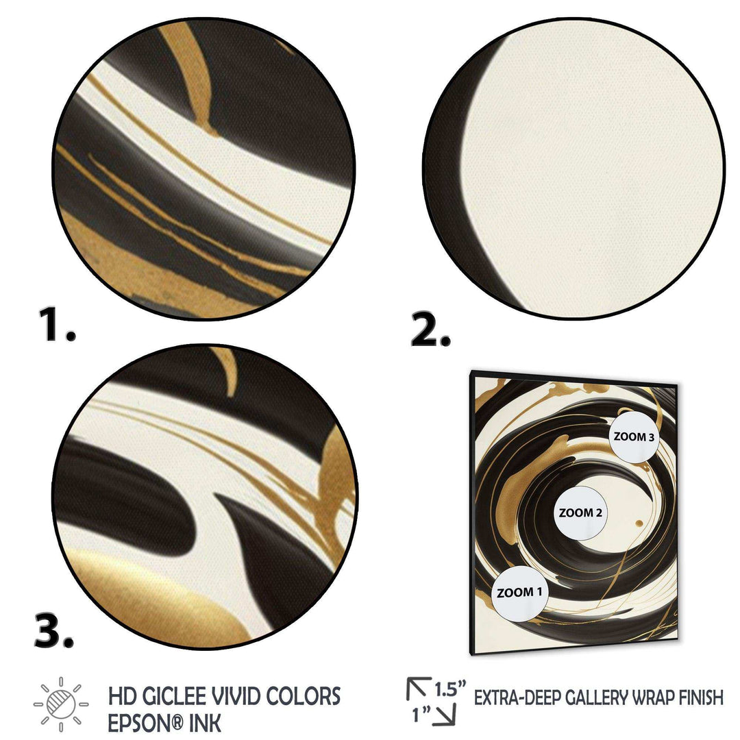 Black, Silver And Gold Blending Swirls V - Modern Canvas Wall Art
