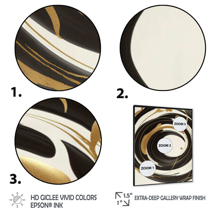 Black, Silver And Gold Blending Swirls V - Modern Canvas Wall Art