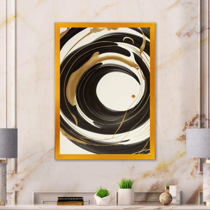 Black, Silver And Gold Blending Swirls V - Modern Canvas Wall Art