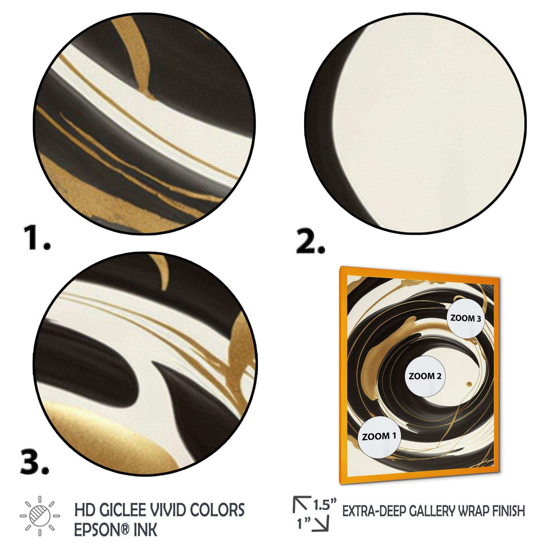 Black, Silver And Gold Blending Swirls V - Modern Canvas Wall Art